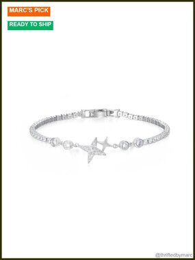 Silver Gold Plated Cubic Zirconia Infinity Tennis Bracelet for Women